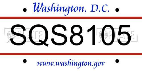 SQS8105 District Of Columbia License Plate
