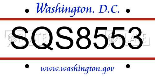 SQS8553 District Of Columbia License Plate