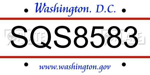 SQS8583 District Of Columbia License Plate