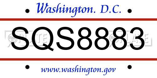 SQS8883 District Of Columbia License Plate