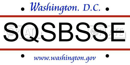 SQSBSSE District Of Columbia License Plate