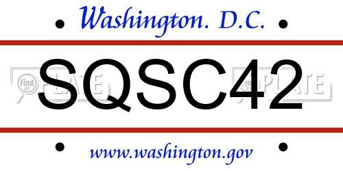 SQSC42 District Of Columbia License Plate