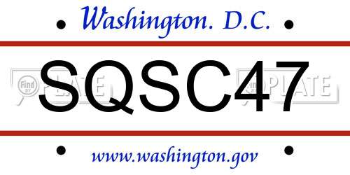 SQSC47 District Of Columbia License Plate