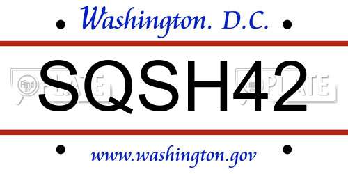 SQSH42 District Of Columbia License Plate
