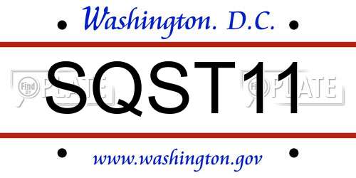 SQST11 District Of Columbia License Plate