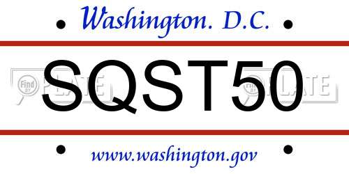 SQST50 District Of Columbia License Plate
