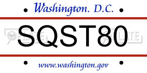 SQST80 District Of Columbia License Plate