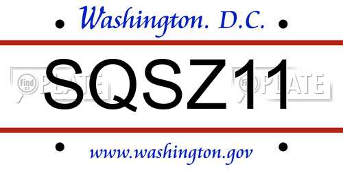 SQSZ11 District Of Columbia License Plate