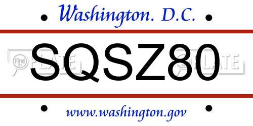 SQSZ80 District Of Columbia License Plate