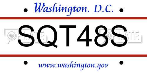 SQT48S District Of Columbia License Plate