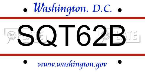 SQT62B District Of Columbia License Plate