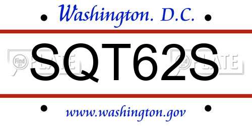 SQT62S District Of Columbia License Plate