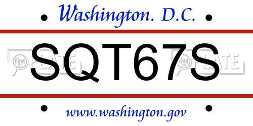 SQT67S District Of Columbia License Plate