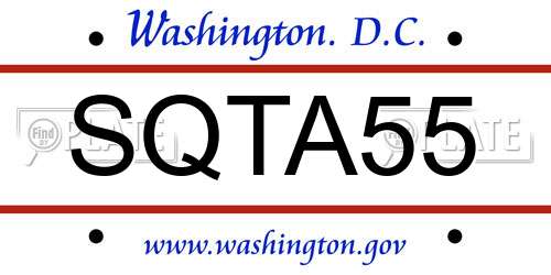 SQTA55 District Of Columbia License Plate