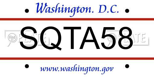 SQTA58 District Of Columbia License Plate