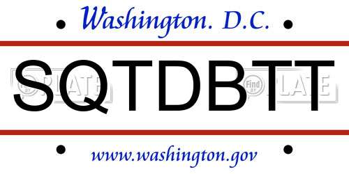 SQTDBTT District Of Columbia License Plate