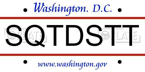 SQTDSTT District Of Columbia License Plate