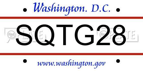 SQTG28 District Of Columbia License Plate