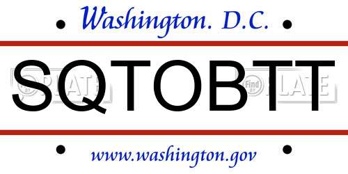 SQTOBTT District Of Columbia License Plate
