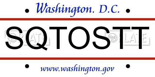 SQTOSTT District Of Columbia License Plate