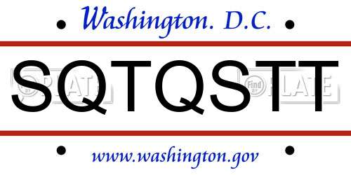 SQTQSTT District Of Columbia License Plate