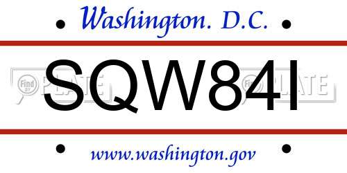 SQW84I District Of Columbia License Plate