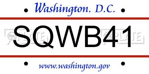 SQWB41 District Of Columbia License Plate