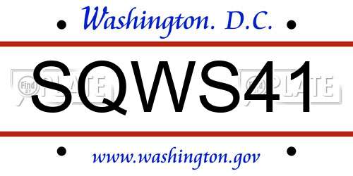 SQWS41 District Of Columbia License Plate