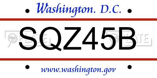 SQZ45B District Of Columbia License Plate