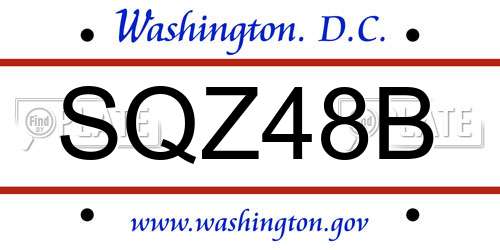 SQZ48B District Of Columbia License Plate