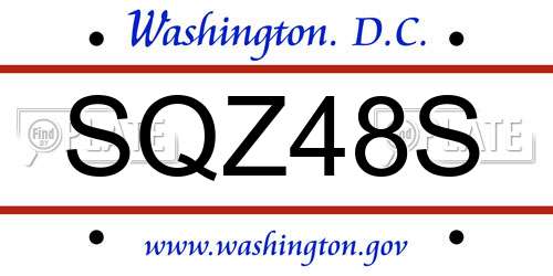 SQZ48S District Of Columbia License Plate