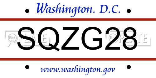 SQZG28 District Of Columbia License Plate