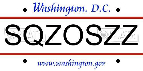 SQZOSZZ District Of Columbia License Plate