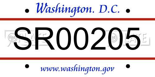 SR00205 District Of Columbia License Plate