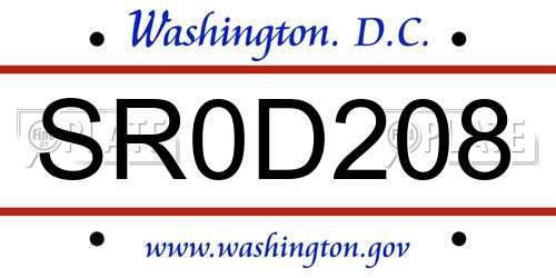 SR0D208 District Of Columbia License Plate