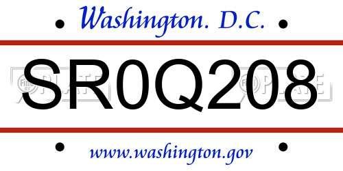 SR0Q208 District Of Columbia License Plate