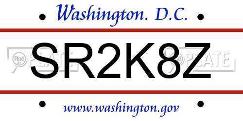 SR2K8Z District Of Columbia License Plate