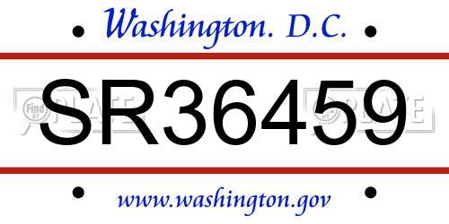 SR36459 District Of Columbia License Plate