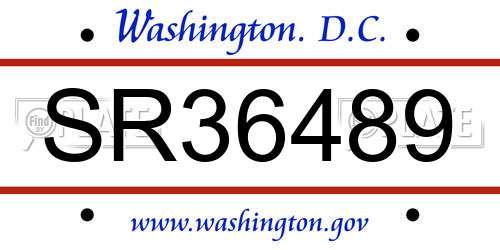 SR36489 District Of Columbia License Plate