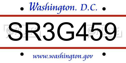 SR3G459 District Of Columbia License Plate