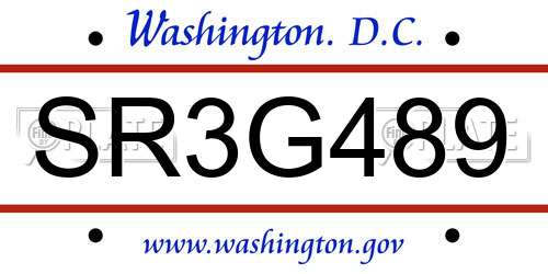 SR3G489 District Of Columbia License Plate