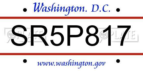 SR5P817 District Of Columbia License Plate