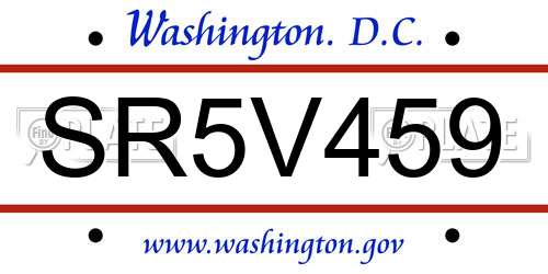 SR5V459 District Of Columbia License Plate