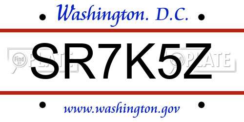 SR7K5Z District Of Columbia License Plate