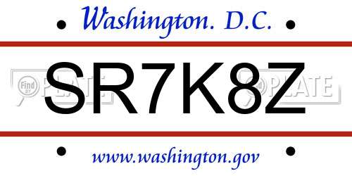 SR7K8Z District Of Columbia License Plate
