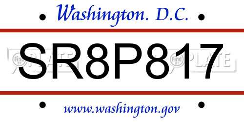 SR8P817 District Of Columbia License Plate