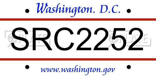 SRC2252 District Of Columbia License Plate