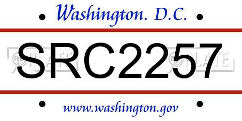 SRC2257 District Of Columbia License Plate