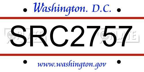 SRC2757 District Of Columbia License Plate