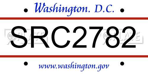 SRC2782 District Of Columbia License Plate